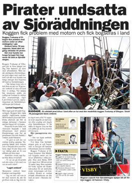 Visby pirater undsatta av Sjöräddningen